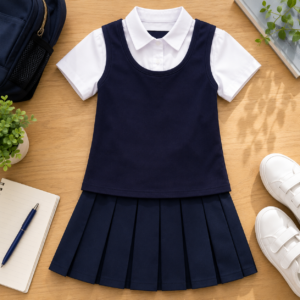 Girls Pleated School Uniform Dress